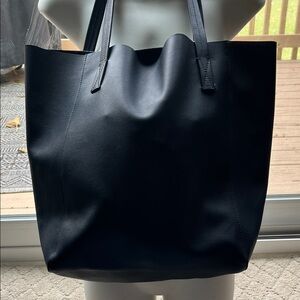 J. Crew Classic Navy Blue Leather Tote
